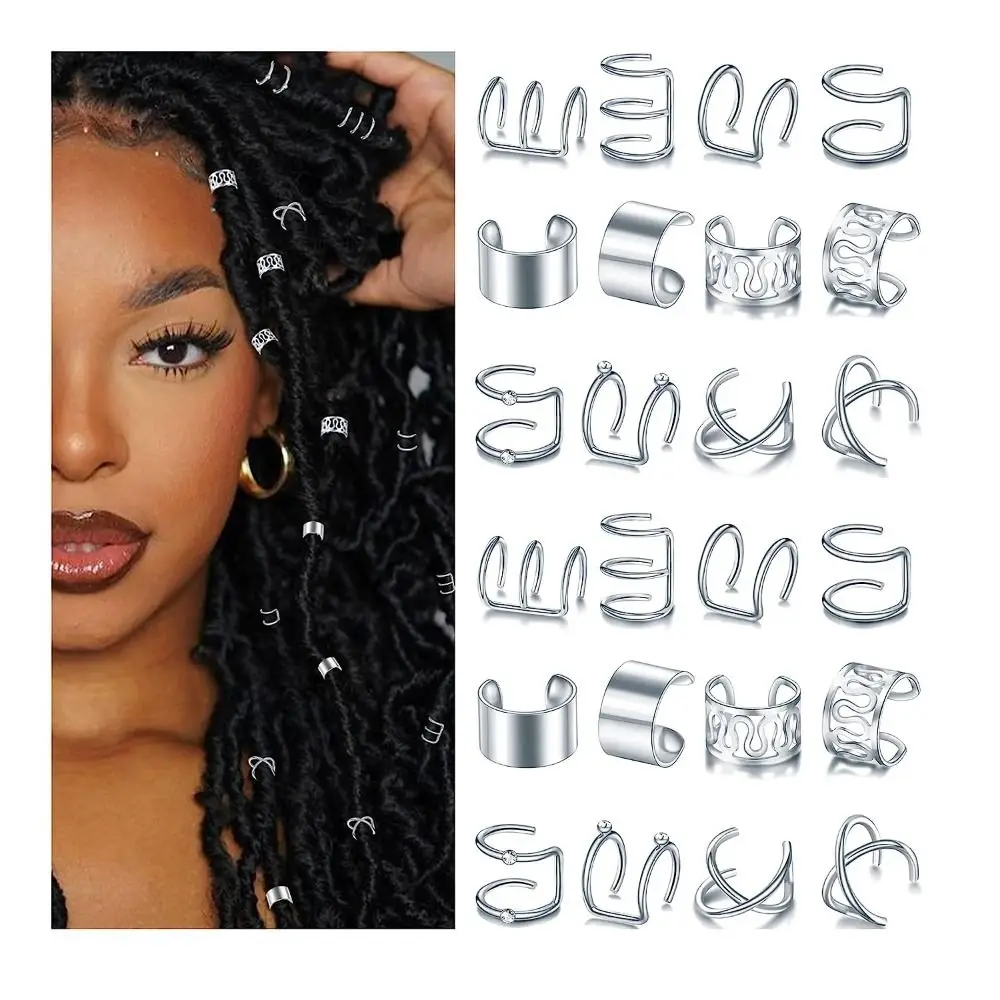 

12Pcs Hair Jewelry For Braids Crystal Rhinestone Alloy Braid Clip Non Piercing Ear Cuffs Women Men Braiders Hair Styling Tools