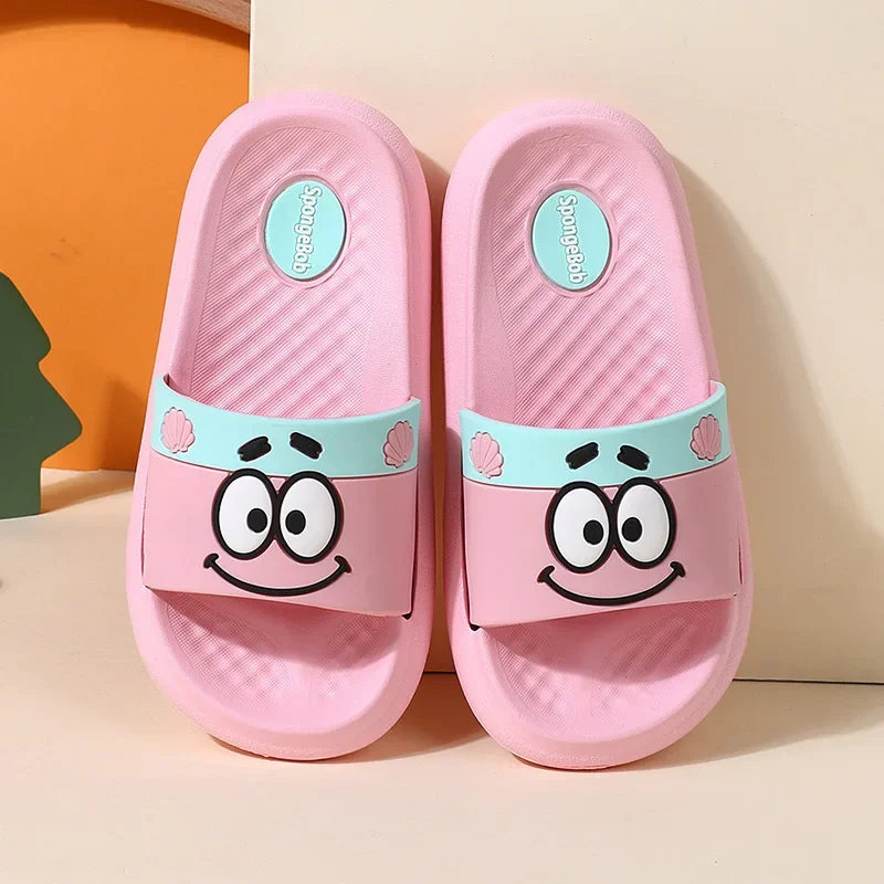 SpongeBob Patrick Star Slippers Cartoon Summer Beach Slides Boy Girl Bathroom Home Anti-Skid Flat Shoes Outdoor Sandals