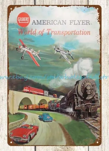 1962 American Flyer Trains A.C. Gilbert metal tin signdecorating styles