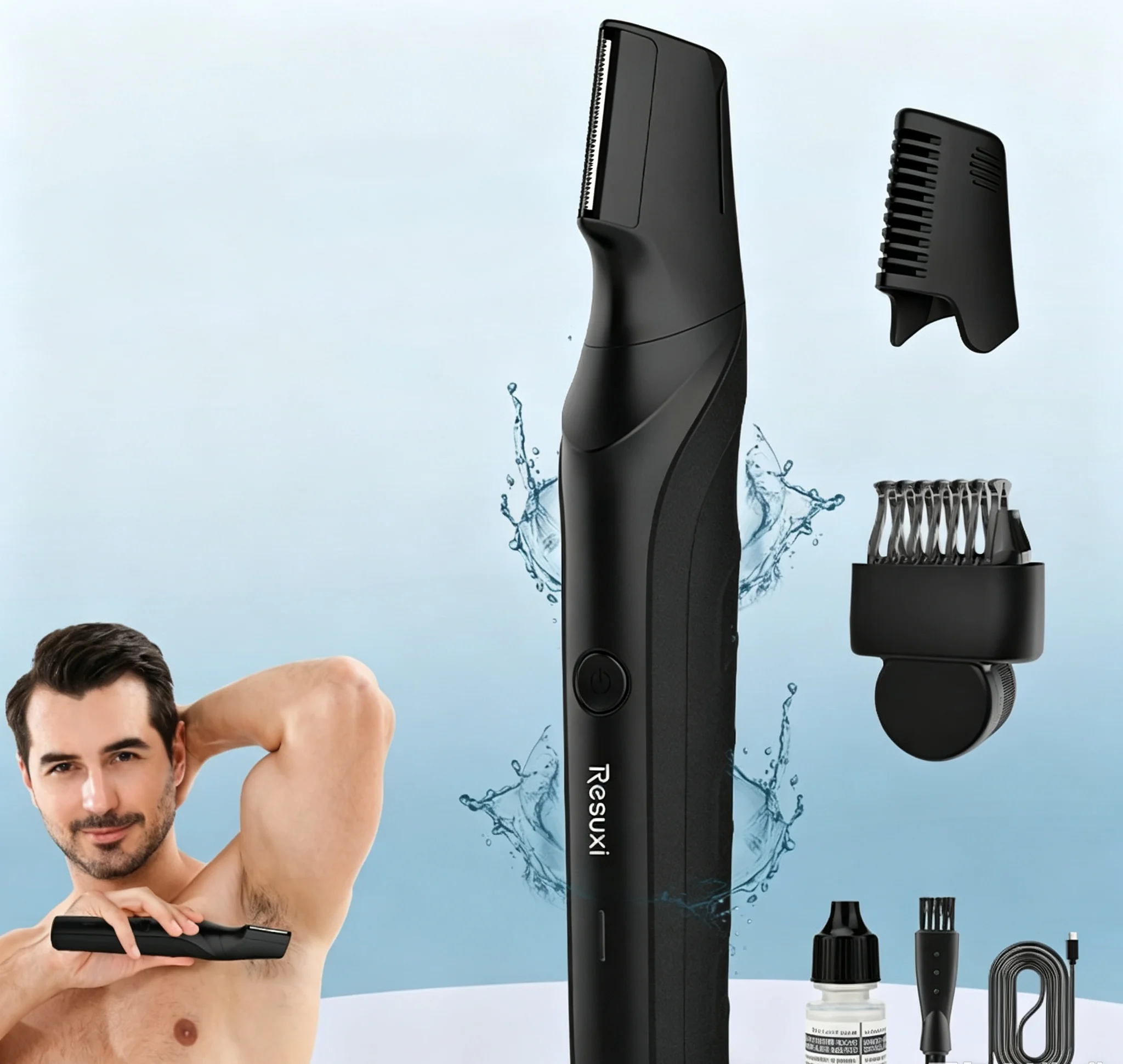 Resuxi New 3 in 1 Men Electric Grooming Set, Multi-function Hair Clipper Shaver Body Trimmer, IPX5 Full Body Washable Waterproof