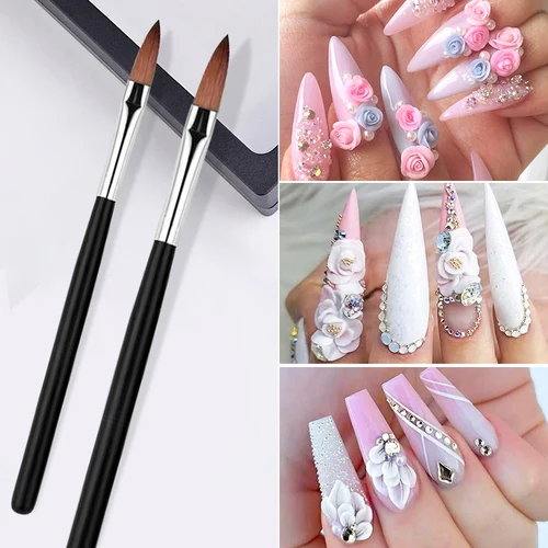Imagen 2 del producto Juego de pinceles acrílicos para uñas, pluma constructora de extensión de Arte de uñas, herramientas de pintura de dibujo de línea ultrafina, accesorios de manicura DIY, 3 unids/set