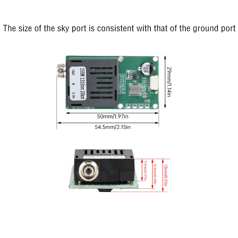 Sky/Ground TTL optische transceivermodule -1-kanaals video TTL naar glasvezelconverter (DC5.5-26V) |   Stabiele transmissie over lange afstanden