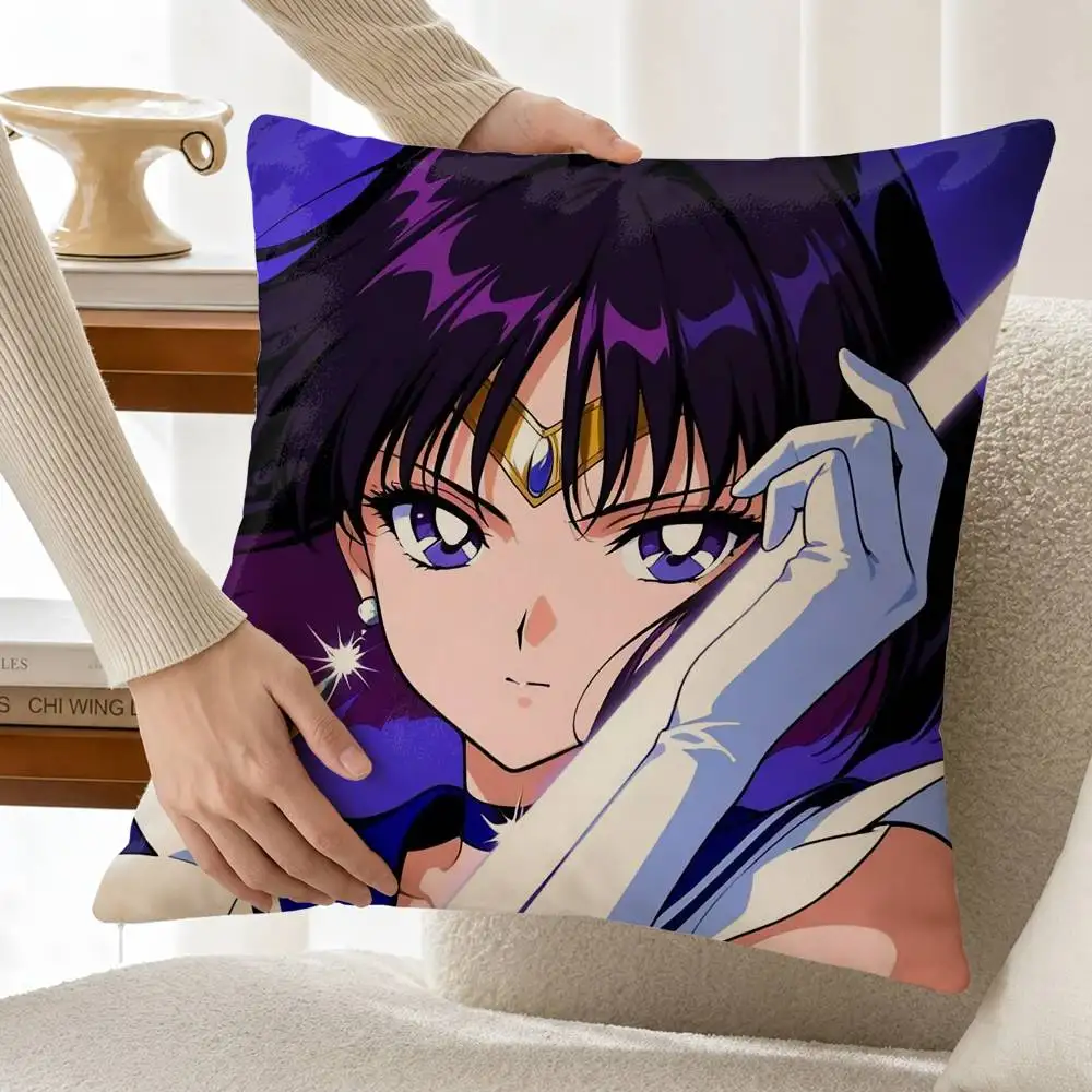 Anime S-Sailor Saturn Tomoe Hotaru Customizable Square Cushion Cover Double Sided Print Pillow Case