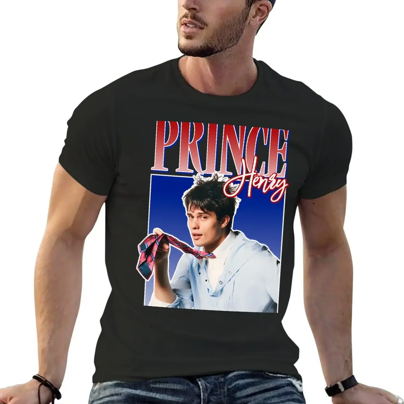

Prince Henry Red, White and Royal Blue Nicholas Galitzine Retro Vintage T-Shirt graphic tee shirt korean fashion men clothings
