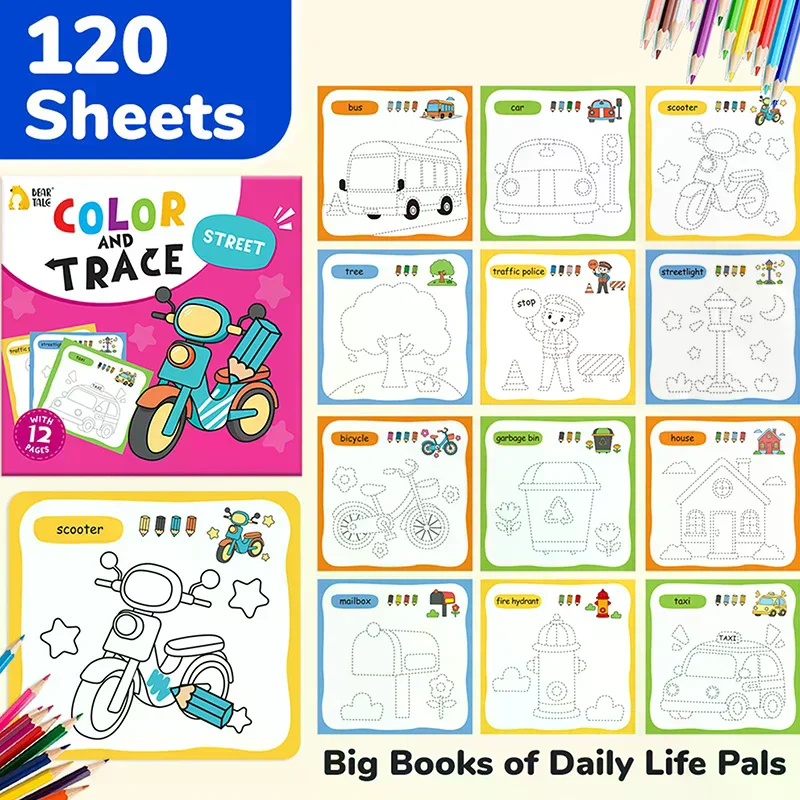 10 Book Set, Children's Coloring Book To Enhance Cognitive Thinking, Including 10 Cartoon Themes For Boys And Girls
