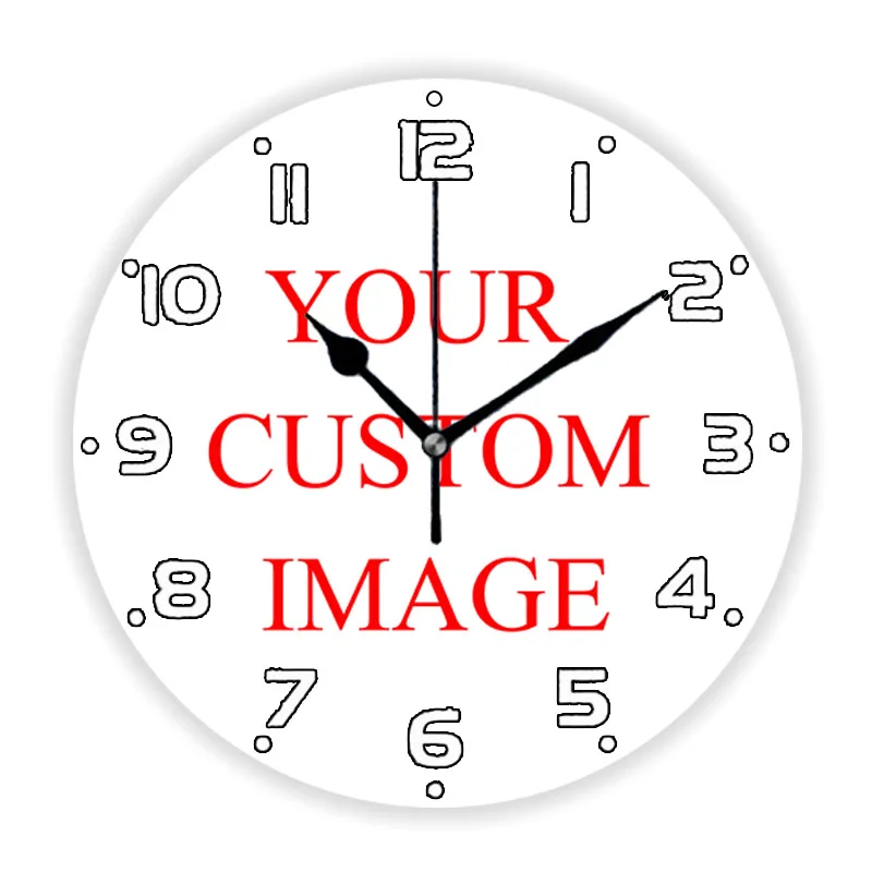 Reloj de pared grande redondo con imagen personalizada para sala de estar, reloj de pared grande con logotipo de su negocio, regalo de aniversario para decoración del hogar