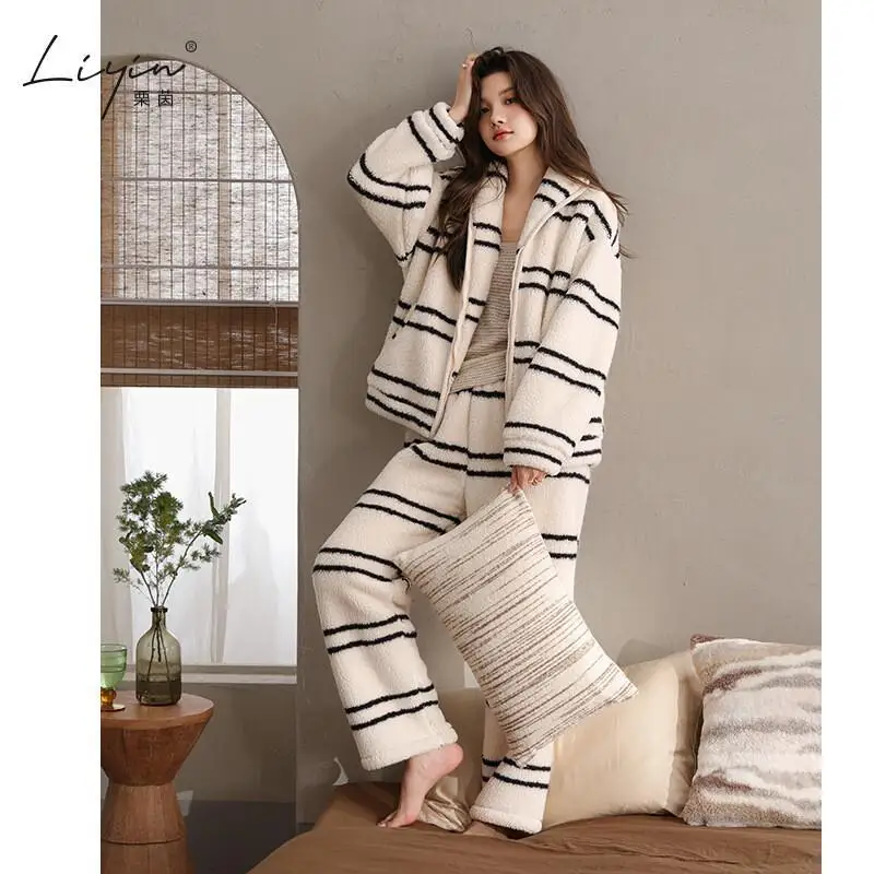 

Pjs Set Soft and Comfortable Women's Pajama Set Women's Warm Winter Pajamas Fashionable Home Clothes, Pajamas Soft Pajama Set