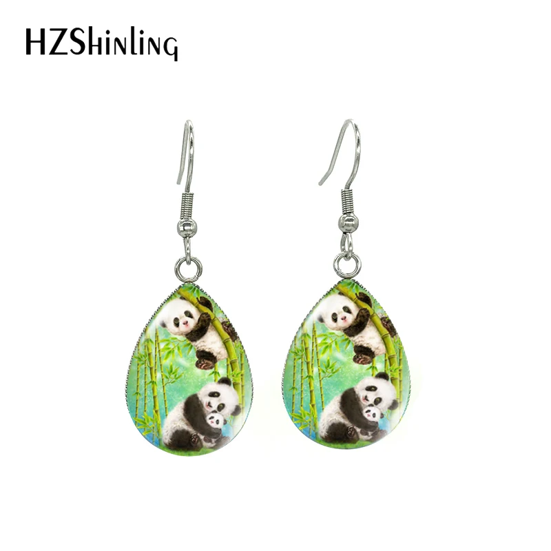 2021 New Arrival Funny Lovely Panda and Family Handcraft Tear Drop Dangle Earrings