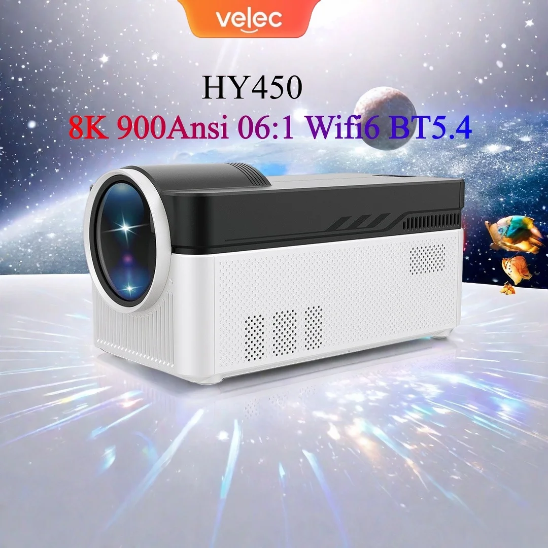 Velec HY450 900ANSI 8K Android 11 Projector BT5.4 Ultra Short Throw Auto Offset Electronic Focus Home Theater Voice Projector