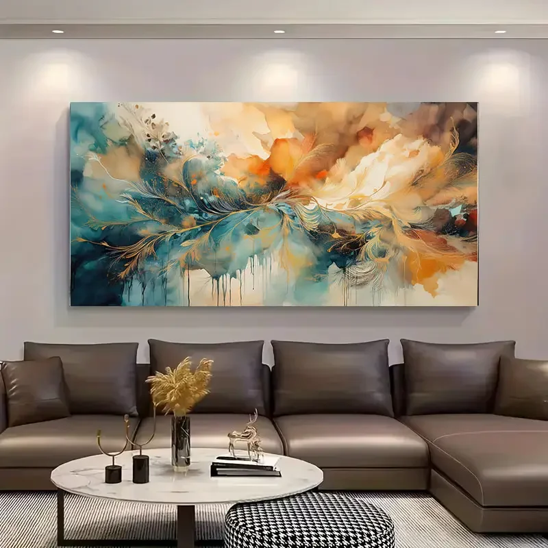(1PC Unframe)1pc 27.5x55.1 Inch Frameless Abstract Oil Painting - Vibrant Tie-Dye Modern Art Canvas Wall Decor for Living Room,