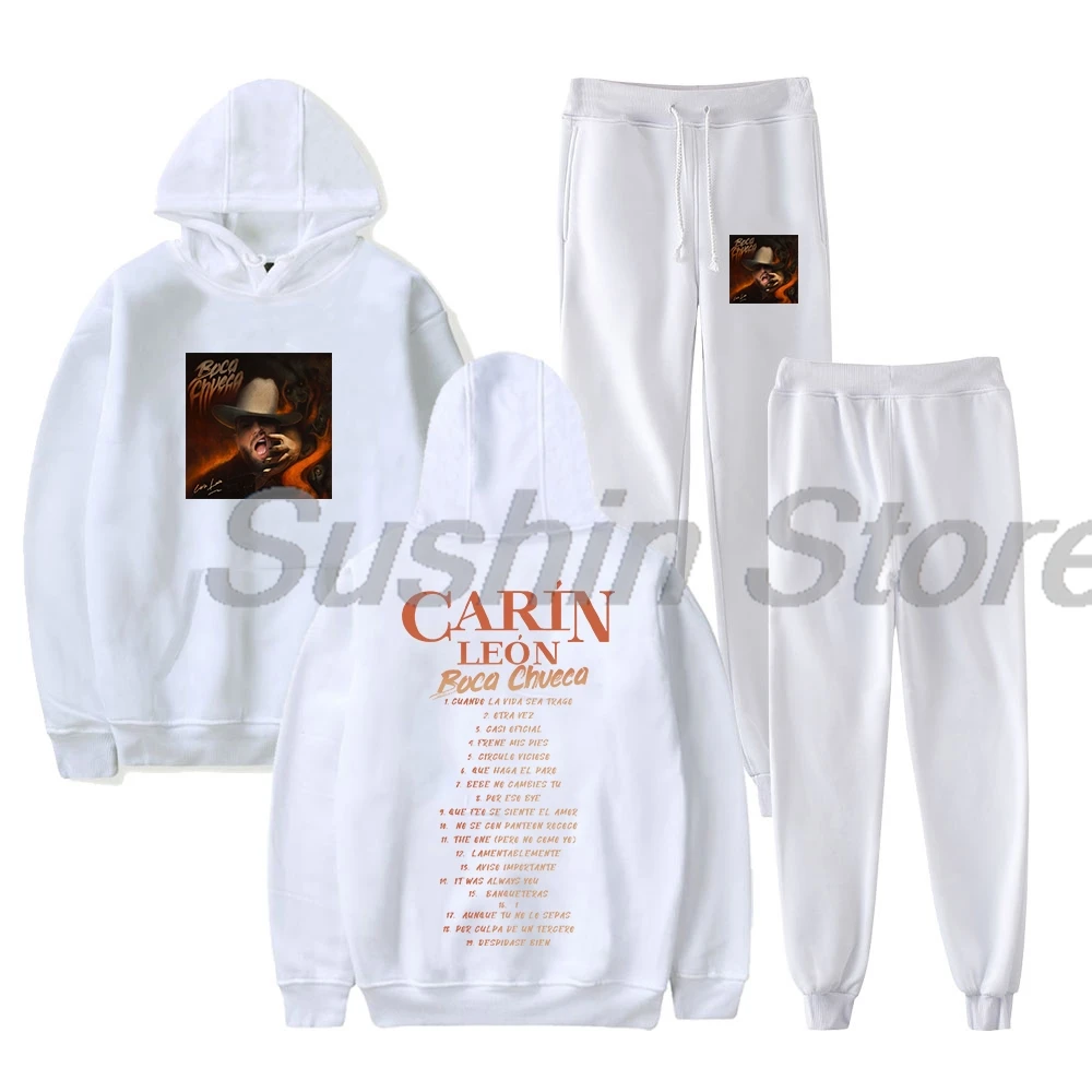 Carin Leon Boca Chueca Album Pullover Hoodie Jogger Pants Two Piece Set Sweatshirts+Sweatpants Women Men's Set