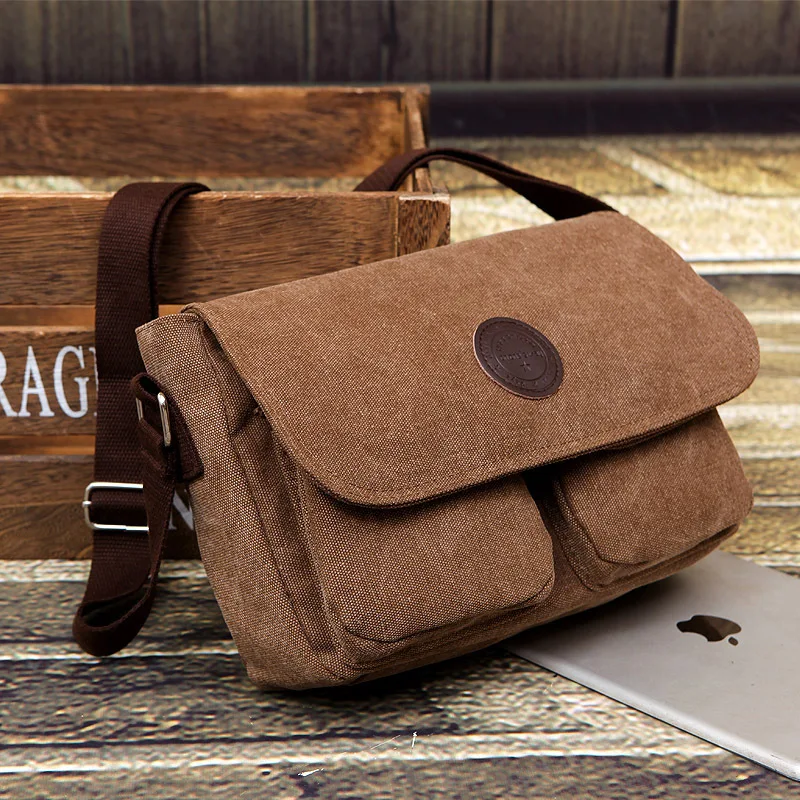 

Retro Men's Single Shoulder Bag Canvas Korean Casual Business Messenger Bag Large Capacity Travel Crossbody Bag Quality Handbags