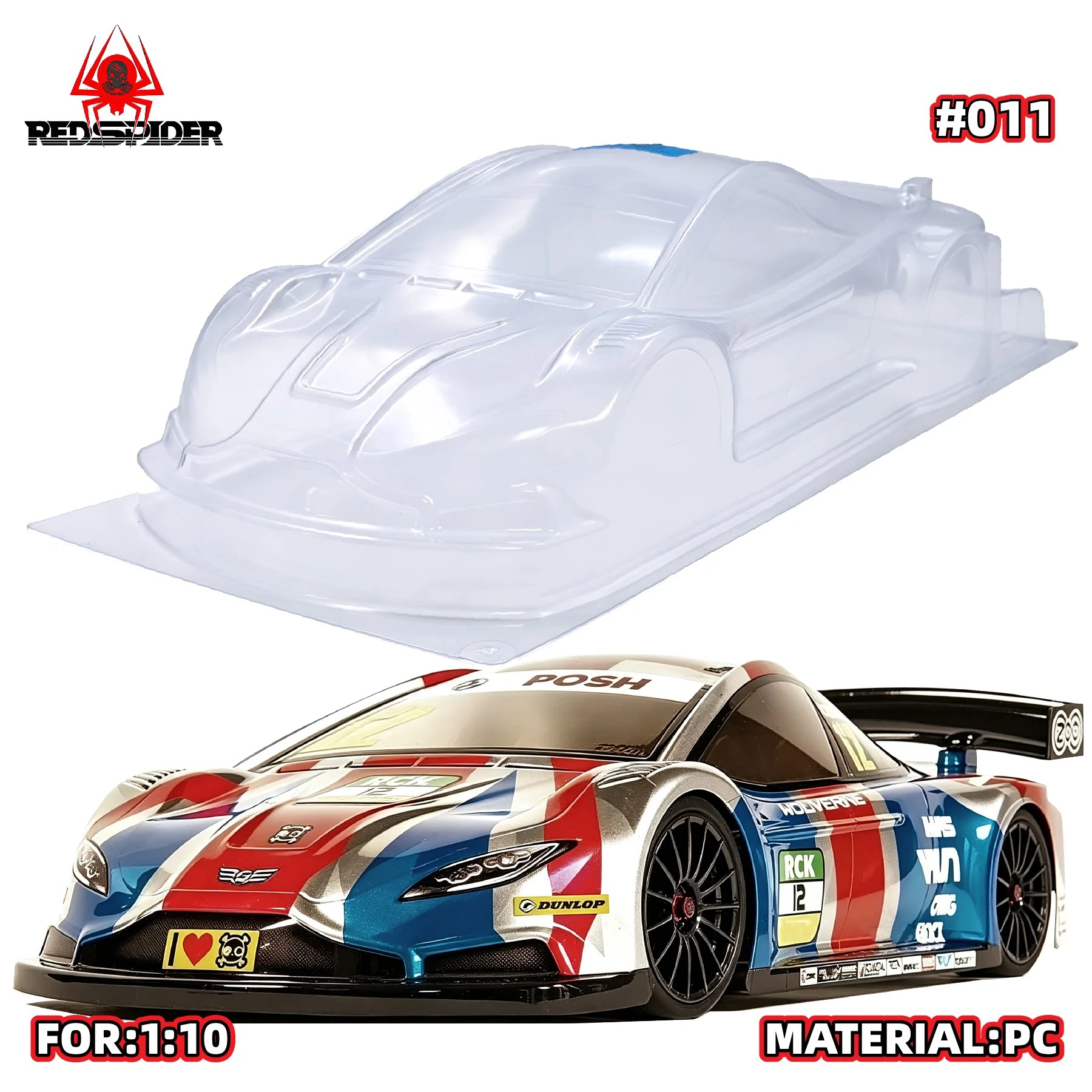 1/10 Touring Car Body 190mm Unpainted Clear PC Lexan Shell EFRA Racing Body With Rear Wing Decals