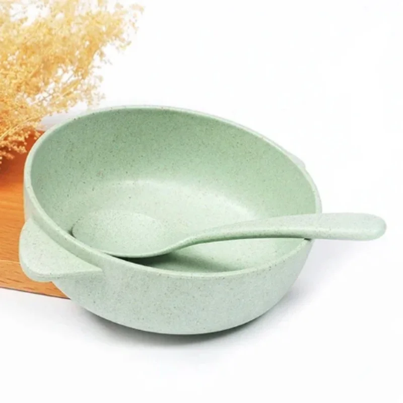 مجموعة أدوات مائدة لتغذية الأطفال صديقة للبيئة طبق طفل طبق أطباق أطفال أوعية تدريب مضادة للساخنة + ملعقة #6