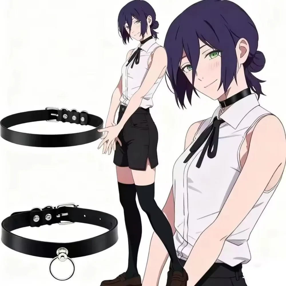 Anime Kettensäge Mann Reze Cosplay Halsband Dark Rock PU Leder Halskette Punk Gothic Harajuku Schlüsselbein Kette Zugriffs Schmuck