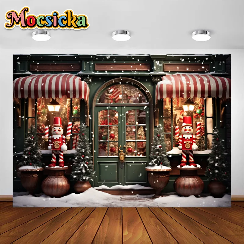 Photography Backgrounds Green Christmas Shop Gift Boxes Xmas Tree Decoration Backdrops Family Portrait Photosbooth Party Props