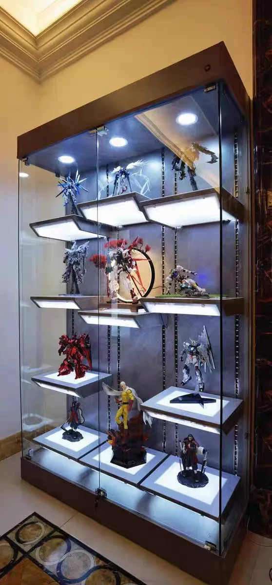 Figure Display Cabinet Household Small Lego Model Cabinet Adjustable Trophy Product Gift Cabinet with Light