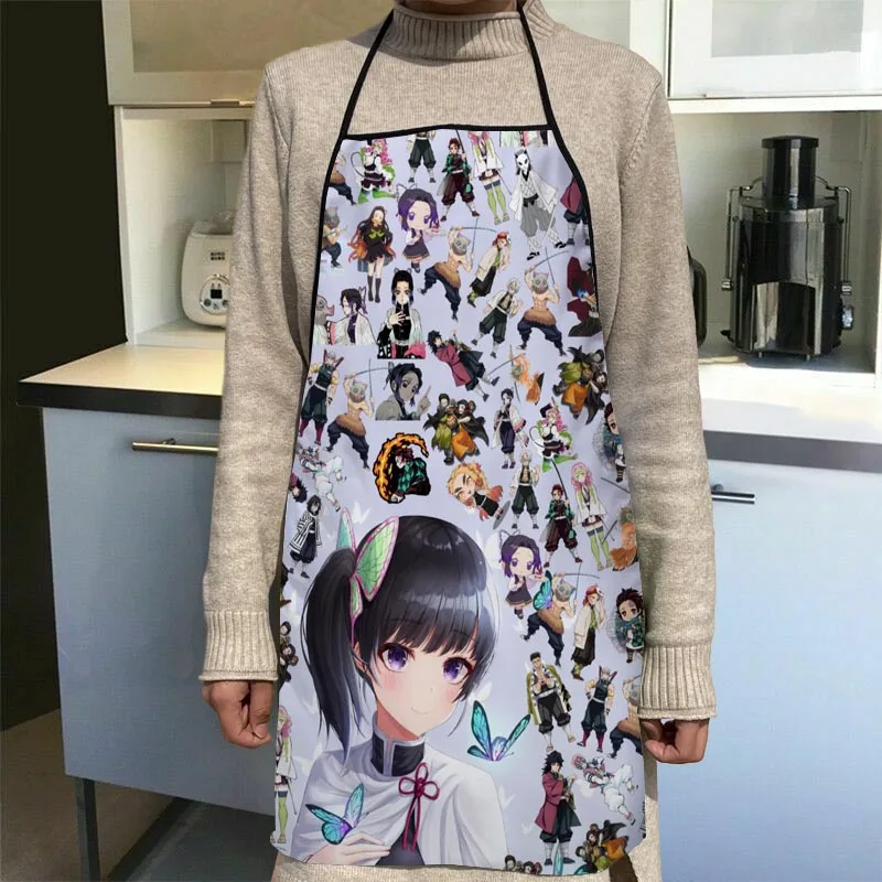 Anime Kimetsu No Yaiba Apron Kitchen Aprons For Women Oxford Fabric Cleaning Pinafore Home Cooking Accessories Apron 1014