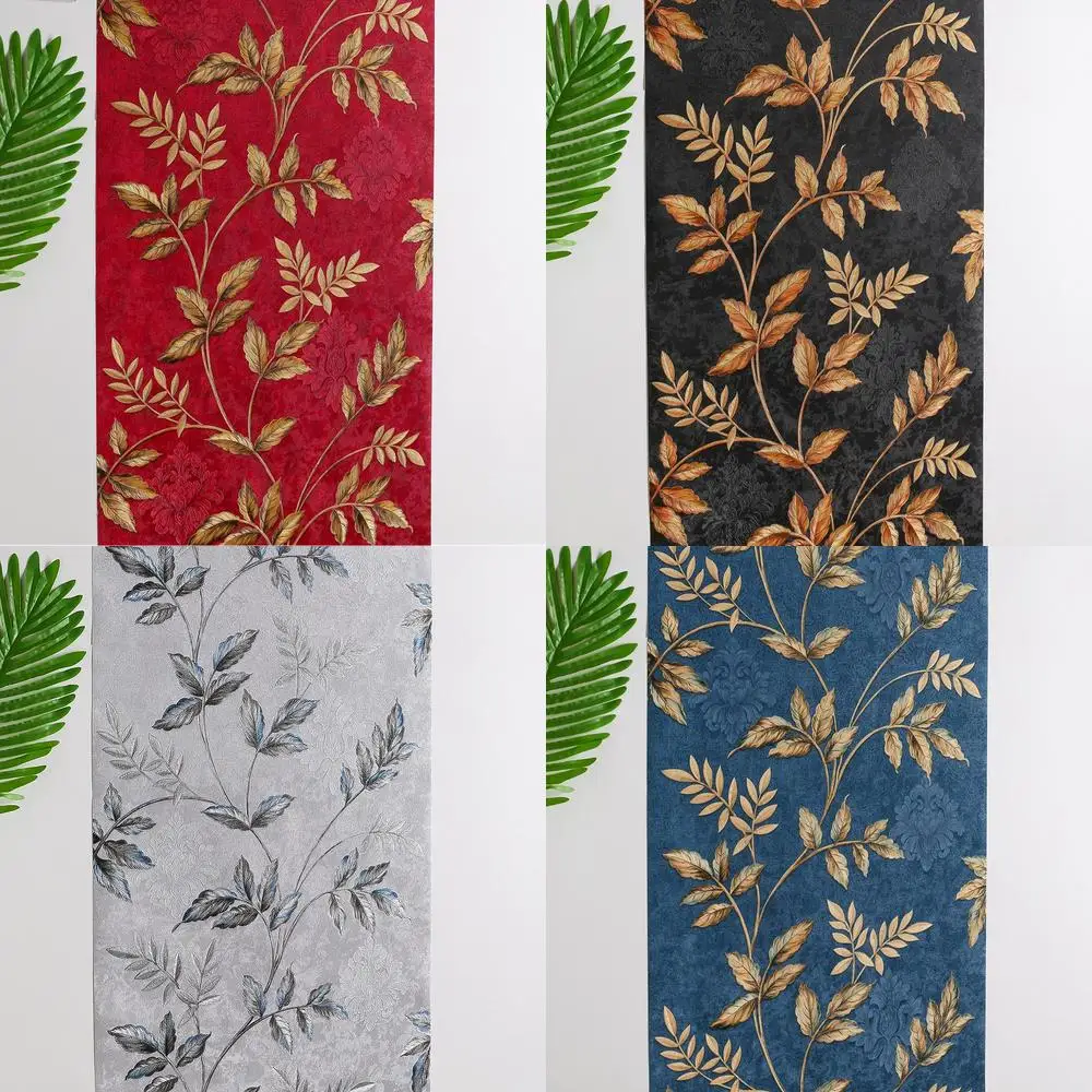

Роскошные европейские тисненые обои, красные винтажные обои с цветочным рисунком в американском стиле для ресторана, КТВ, бара, фон