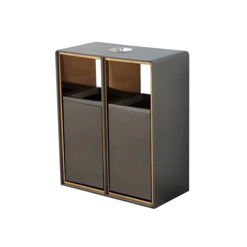 Modern Recycling Rubbish Dustbin Stainless Steel Bin Luxury Double Street Metal Stainless Steel Outdoor Trash Bins