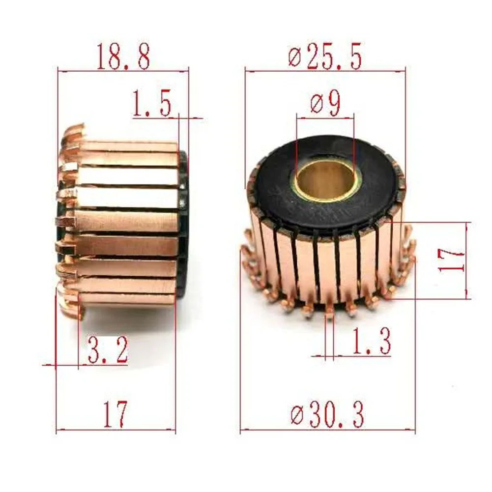 

1PCS DHY-3153-24-9 Motor Commutator 25.5 X9 X17(18.8) Mm 24P Teeth Copper Hook Type Electrical Motor Commutator