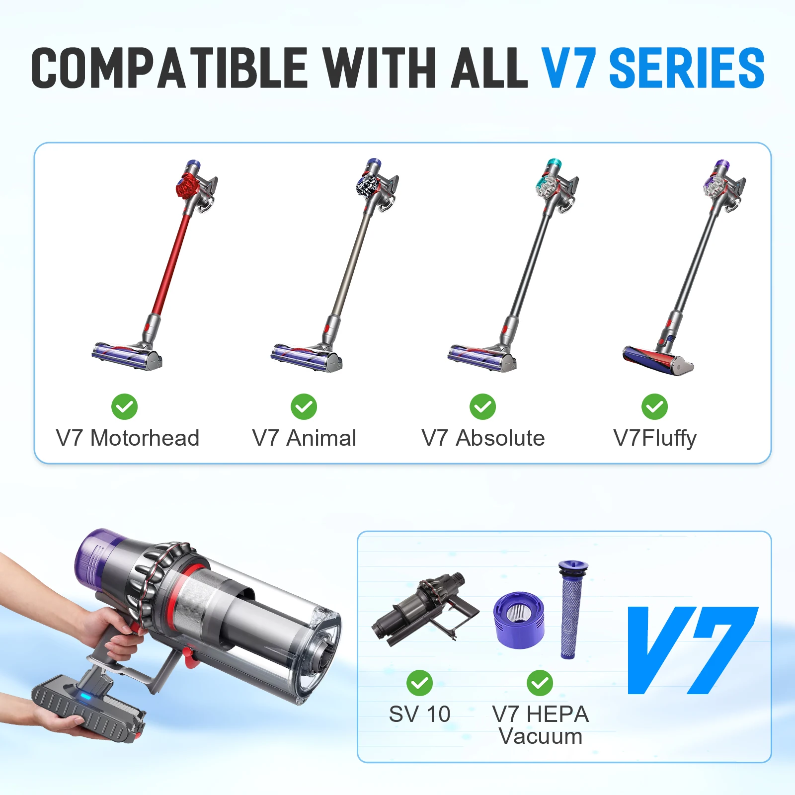 Powtree لدايسون V7 21.6 فولت 6500 مللي أمبير استبدال البطارية ل دايسون V7/SV11 موتورهيد برو أداة المكنسة الكهربائية البطارية