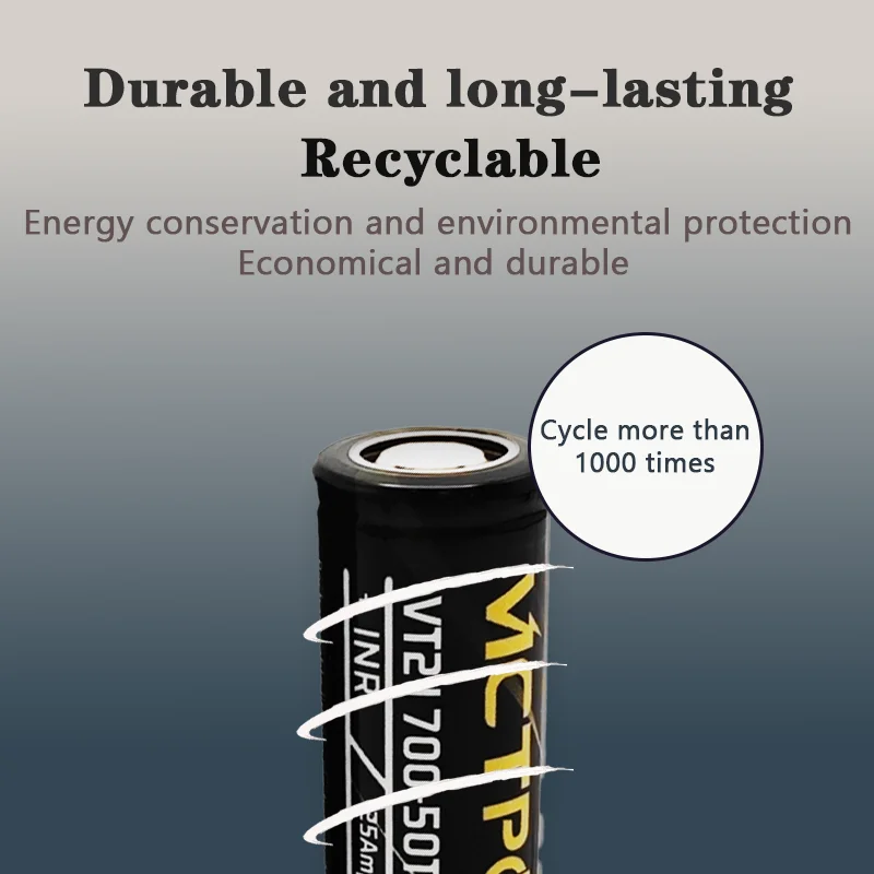 

50A Continuous Drain Vicpower 21700-50T 5000mAh 3.7V Battery 10-Pack - 5C High Power for Vape Mod/RC Drone/E-Bike - PCB Protect