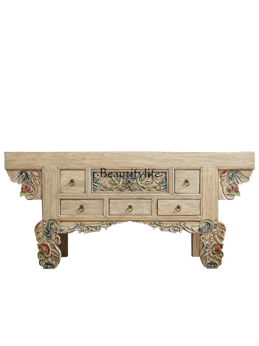 

pg45New Chinese-style solid wood table, modern home living room, porch cabinet, Buddhist niche, Buddhist platform