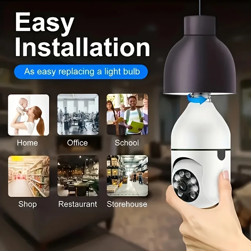 1080P night vision monitor, 5GHz Wi-Fi Bulb Security Monitor Camera , alarm push, 360° PTZ monitoring camera, intelligent motion