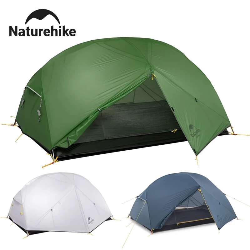 Naturehike Mongar 2-Personen-Zelt 20D Nylon 210T Wasserdichtes Ultraleichtes Camping- und Wanderzelt mit Matte Rucksackreise-Zelt