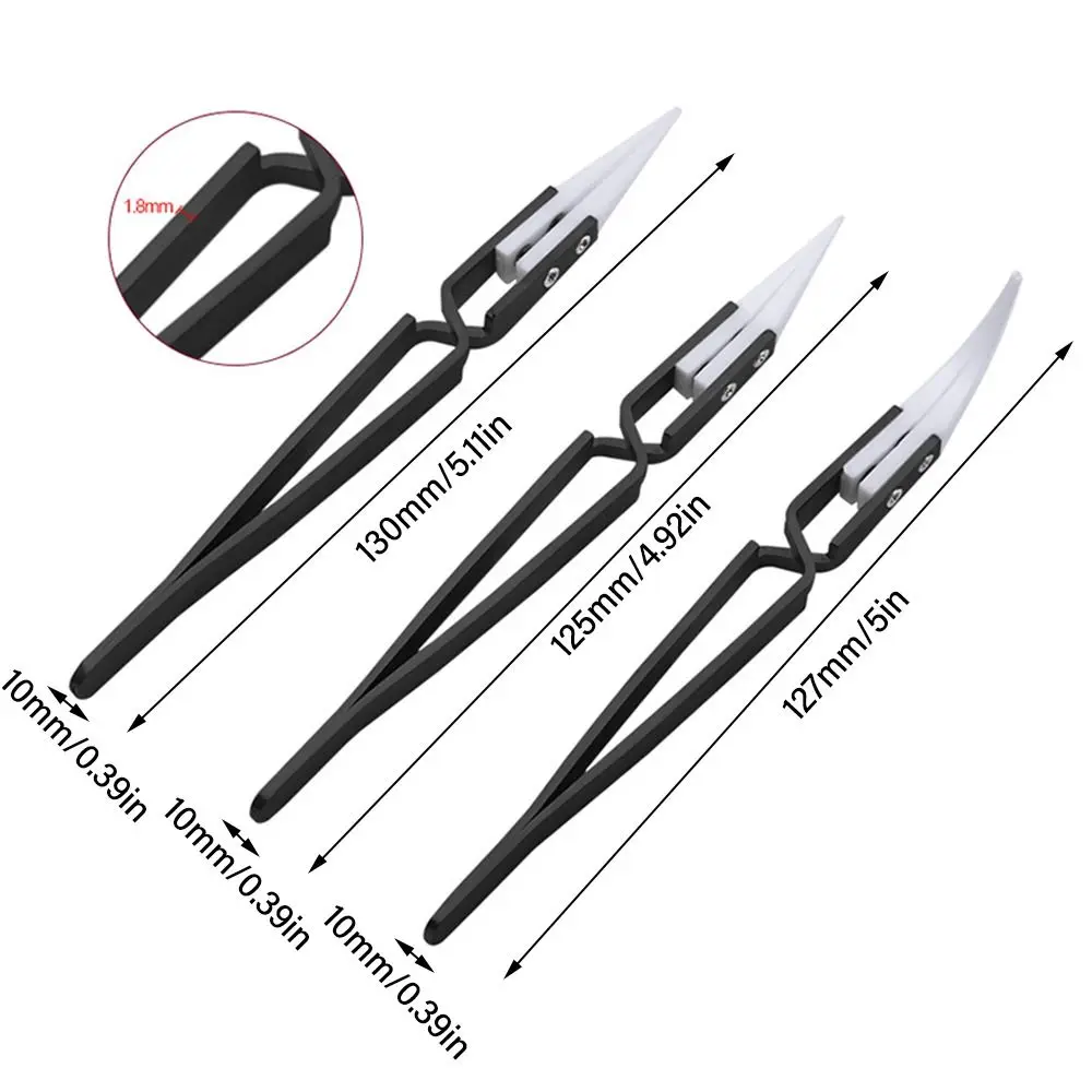 Little Curved/Big Curved/Straight Tip Ceramic Tips Tweezers Acid Resistant Anti-Static Electronic Soldering Tweezers