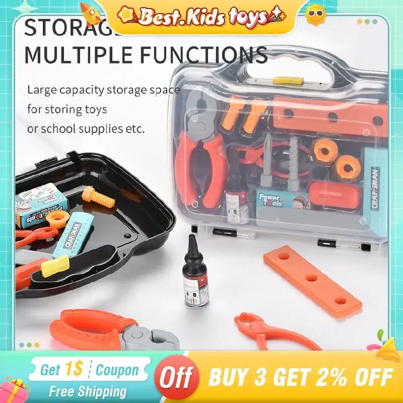 Kit de tornillos de juguete para montaje de herramientas DIY, caja de almacenamiento portátil, juego de manos interactivo para niños, actividad de entrenamiento cerebral