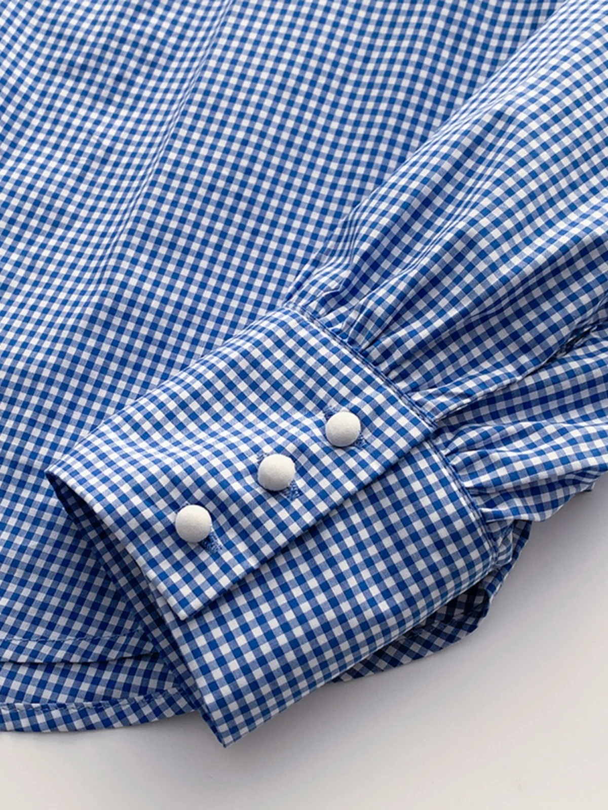 Retro japanisches blau-weiß kariertes lockeres langes Sve Damen irt Peter Pan Kragen künstlerisches Sle Frühling Sommer faionable Top