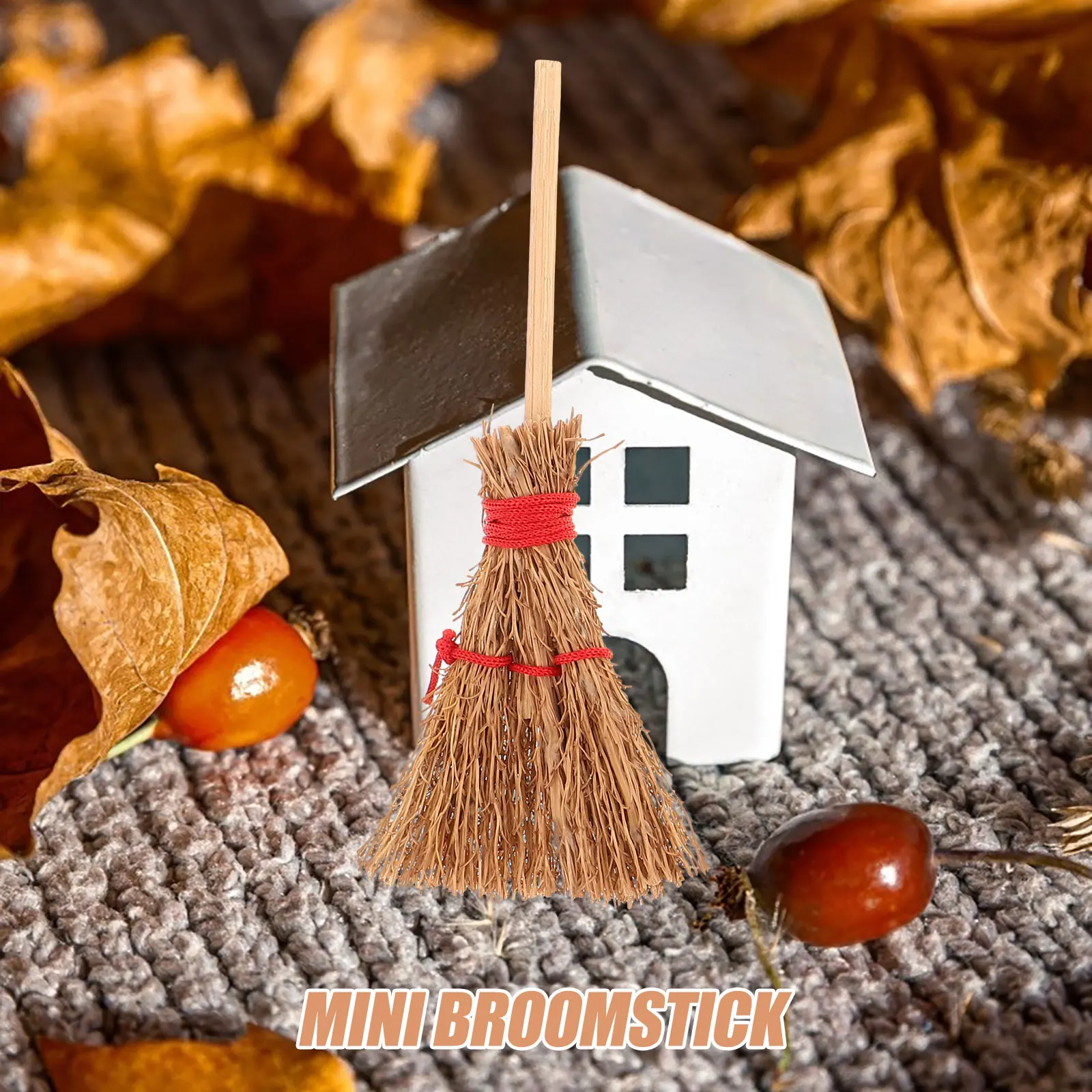 

Festive Brooms 12Pcs Compact Halloween Decoration Miniature Dollhouse Accessories Broom For Beige