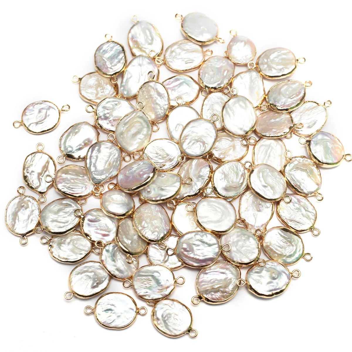 1pc 17x25mm Round Connector Pearl Pendant Natural Freshwater Pearl Charms for Jewelry Making DIY Necklace Bracelet Accessories