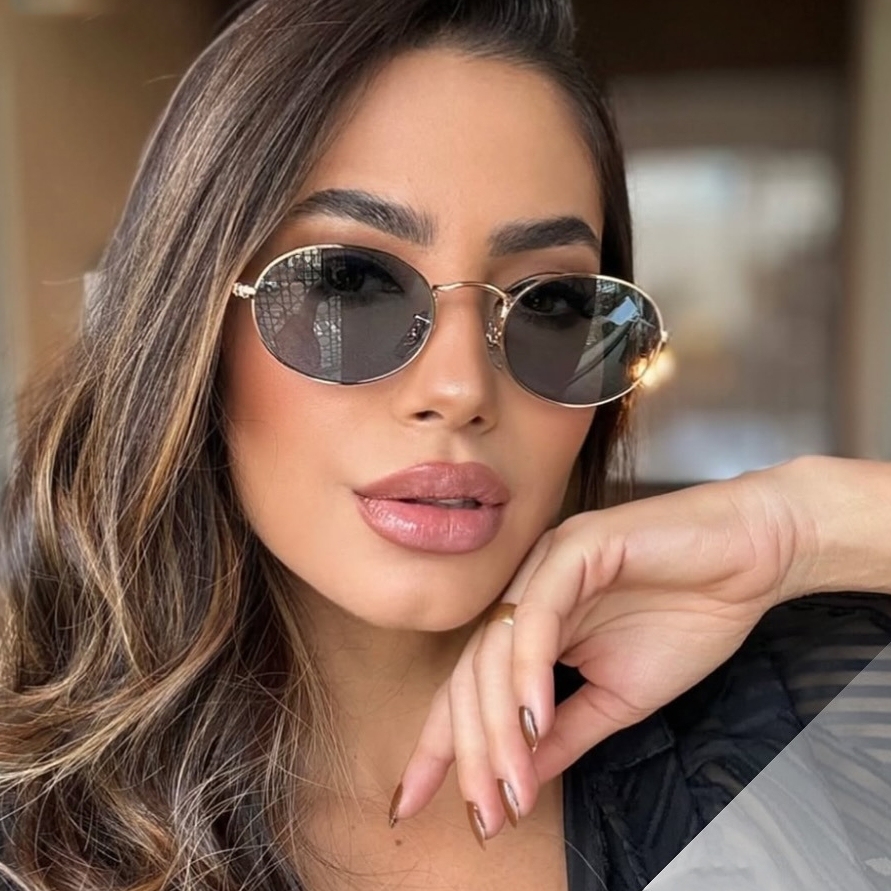  Metal Small Frame Oval Shape Sunglasses Women Brand Designer Fashion Sun Glasses Lady Outdoor Travel Eyewear UV400 Oculos De Sol 