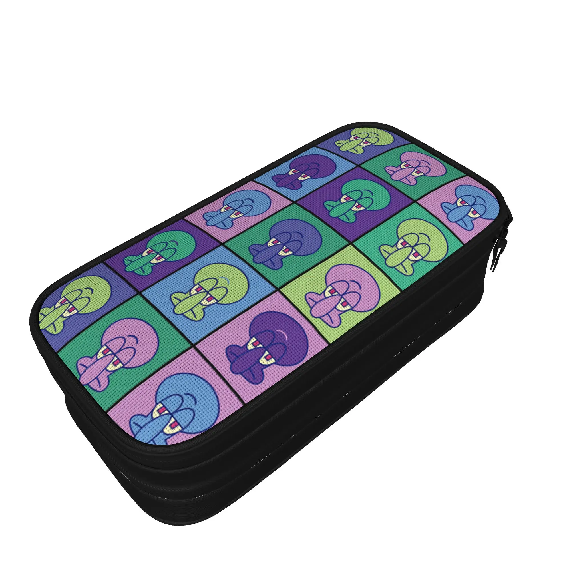 S-Spongebobs Pencil Case Character School Pencil Cases Double Layer Child Kawaii Portable Pencil Pouch School Supplies