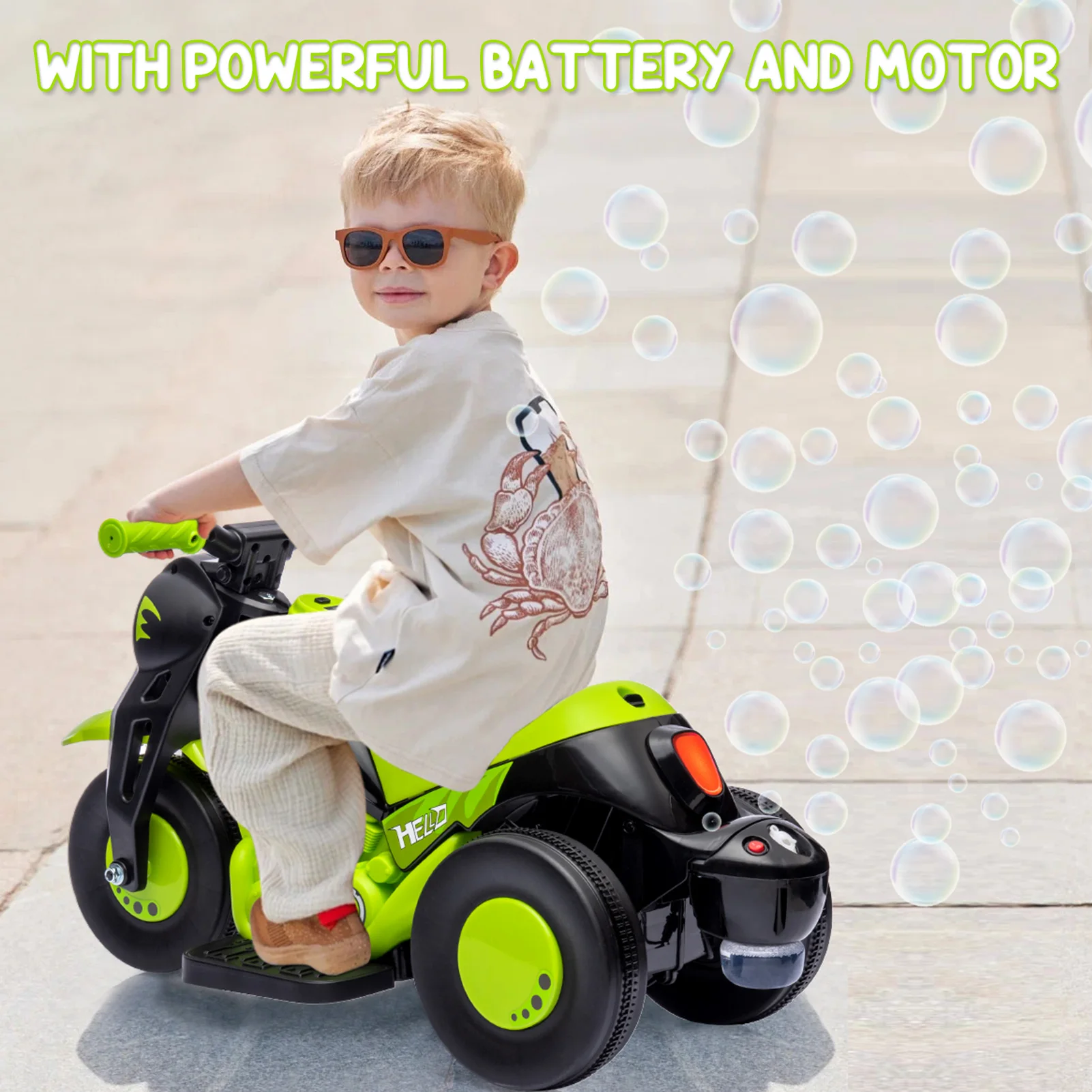kids ride-on motorcycle with headlight music and horn