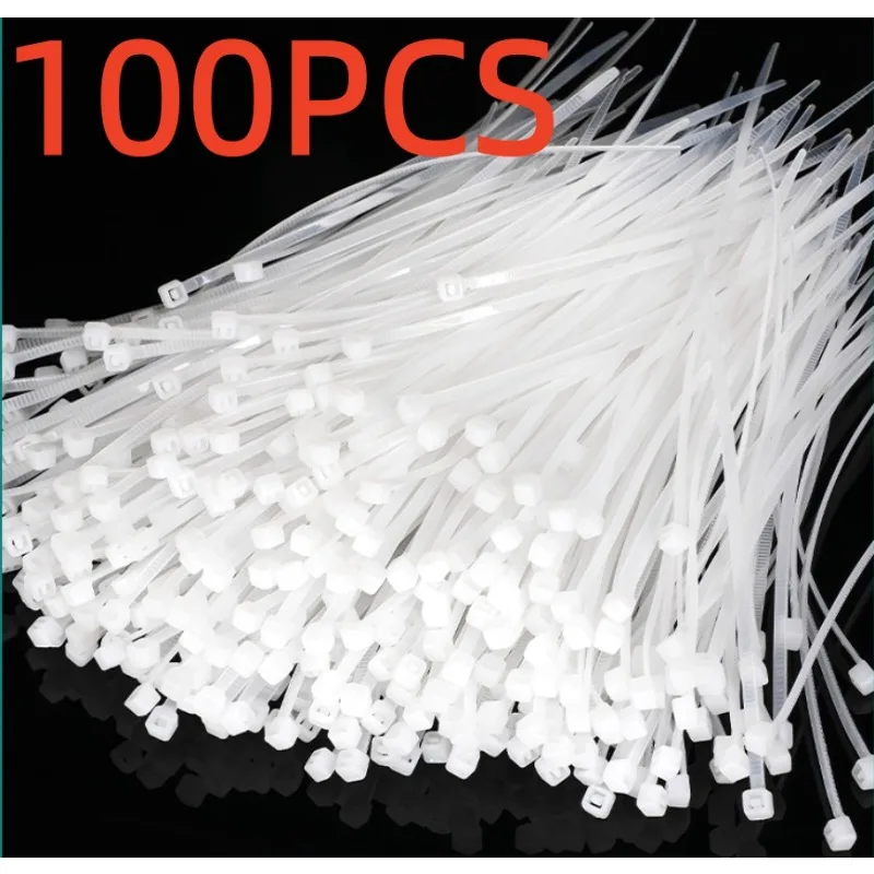 100 Pieces of Cable Ties, Self-locking Plastic Zip Clips, Binding Tapes, Heavy-duty Fastening Ropes, Cable Organizing Clips