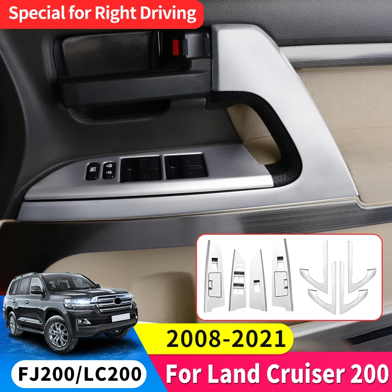 For Right Driving Toyota Land Cruiser 200 LC200 2008-2021 2020 RHD Door Handle Panel Window Button Interior Upgrade Accessories