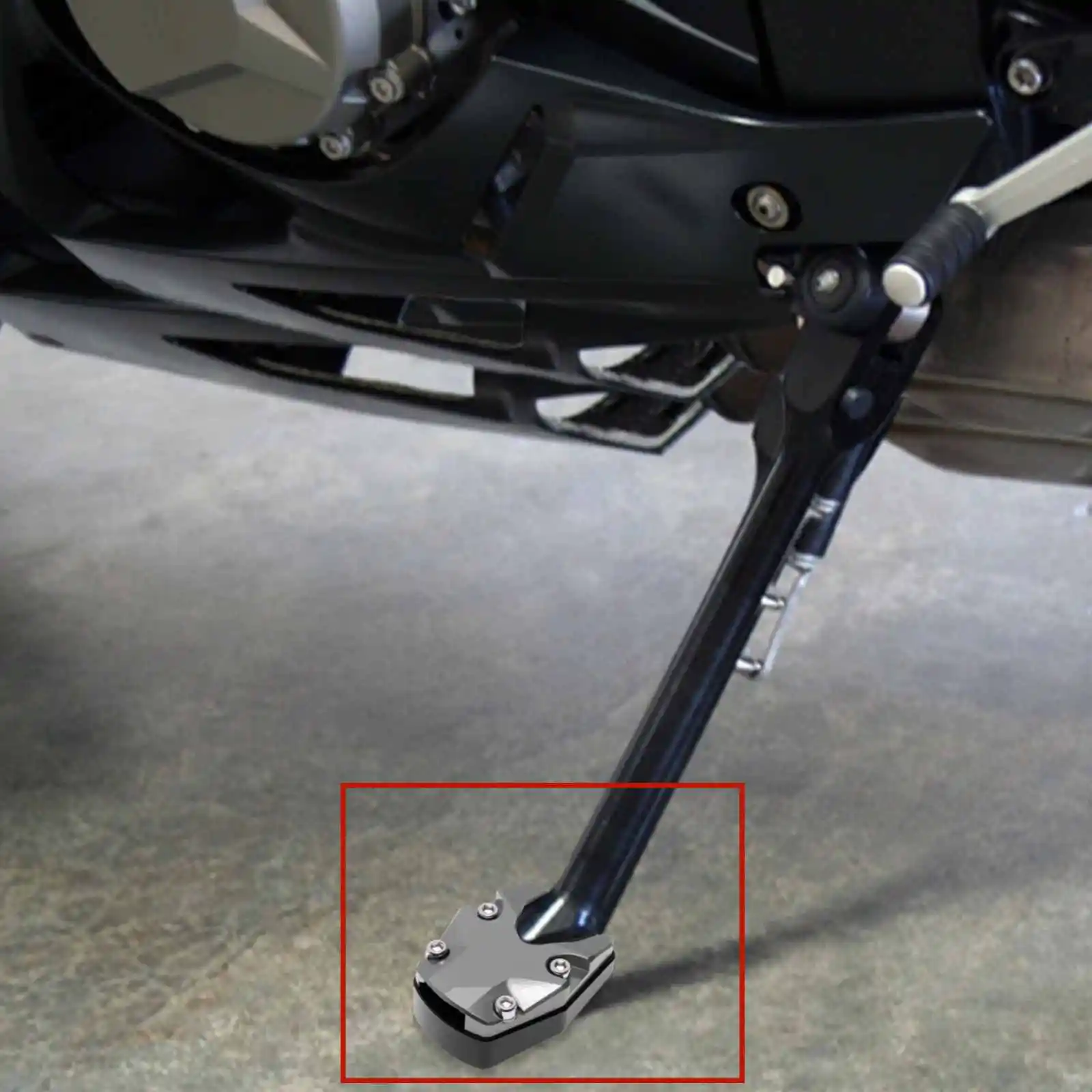 

Motorcycle And Bicycle Bracket Extender Foot Side Bracket Extension Pad Support Plate Black Easy Install Accessory