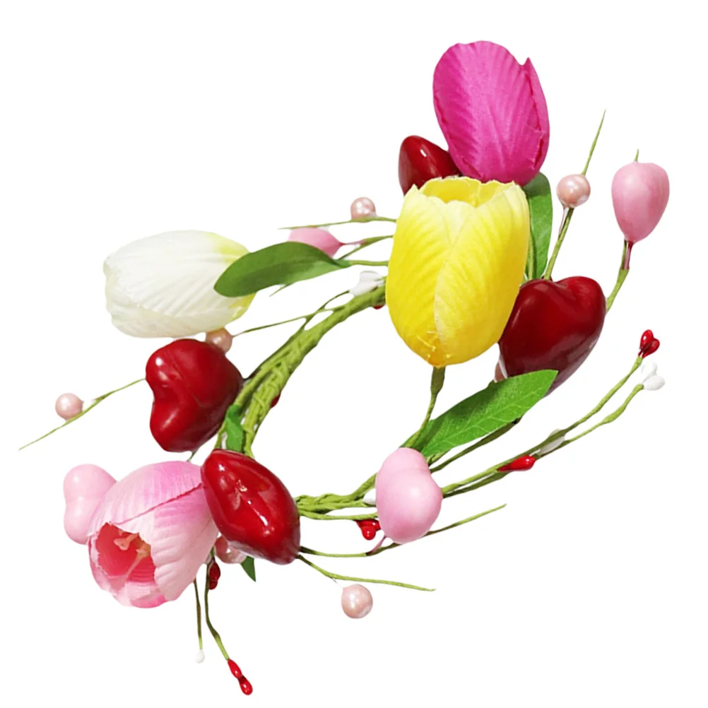 

Valentine's Day Red Ring Floral Wreath with Foam Romantic Centerpiece Dining Table Decor