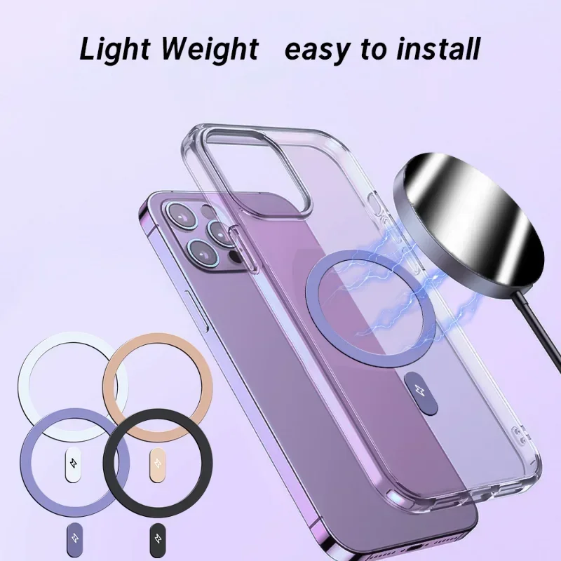 Magnetic Metal Plate Ring for Magsafe Wireless Charger Iron Sheet Sticker Magnet Cellphone Holder for IPhone 17 16 15 13 Pro Max