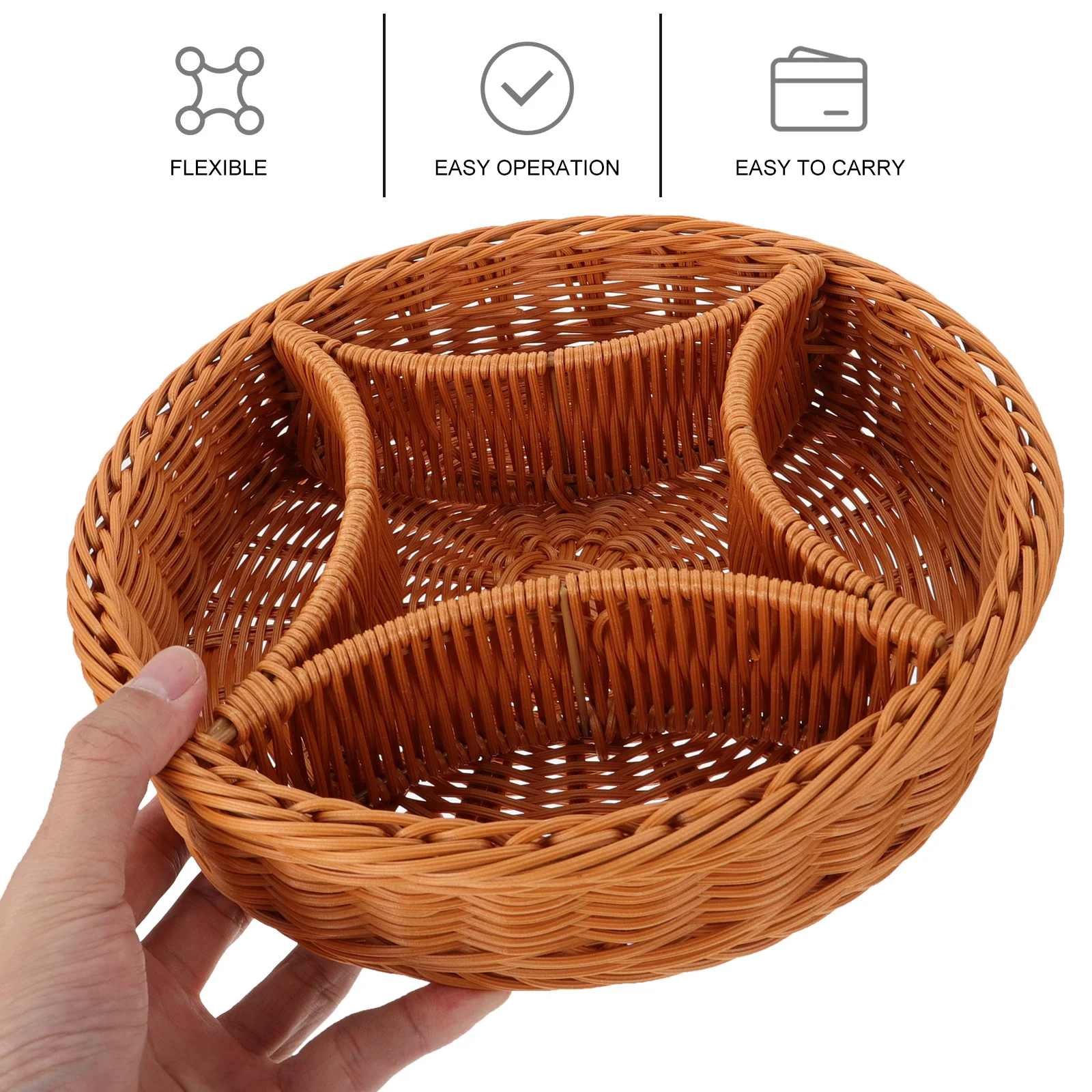 

1Pcs Five Grid Fruit Basket Woven Storage Creative Snack Holder Kitchen Decorative Food Basket Food Holder