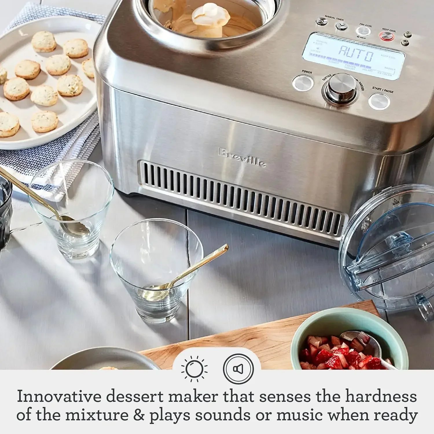 Breville-シルバーアイスクリームメーカー、スマートスクープ、bci600xl