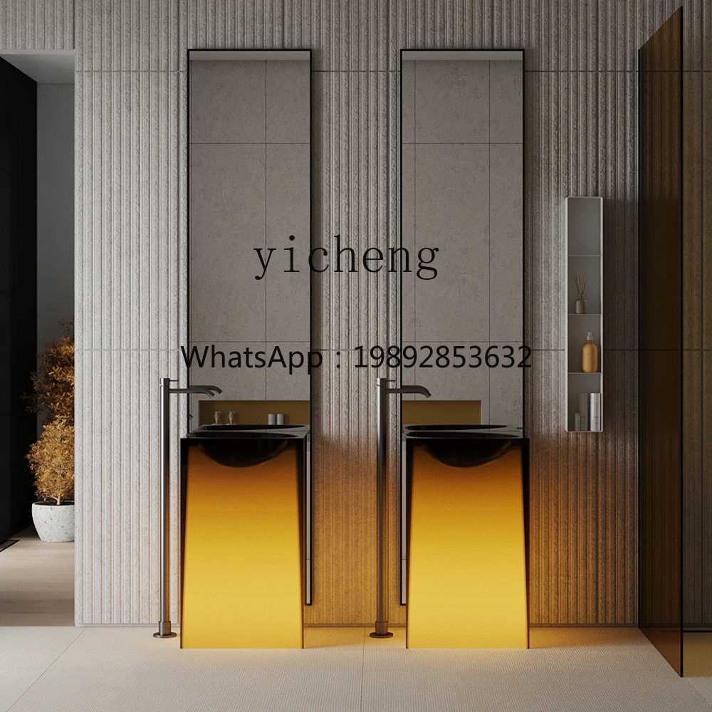 luminous integrated hand wash basin washbasin floor-to-ceiling bathroom cabinet column basin