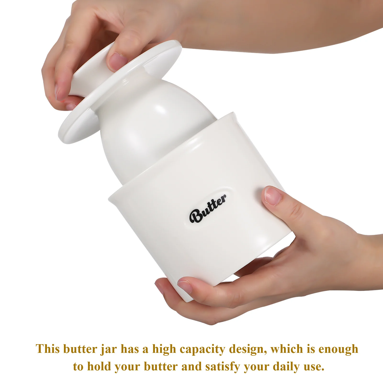 

500Ml Ceramic Butter Dish Sealed Lid Design Fresh Flavored Butter Keeper Stainless Steel Cutting Tool Included