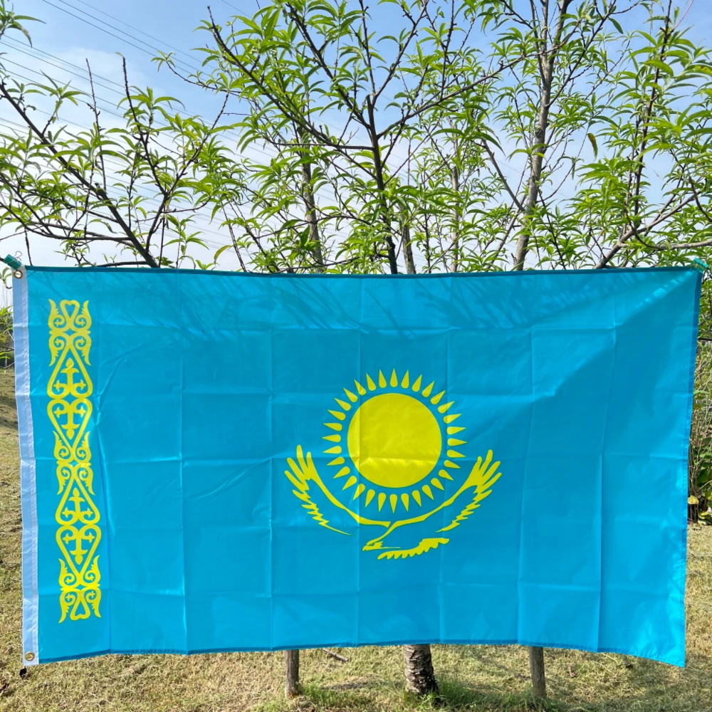 Kazakhstan National Flag 90x150cm Hanging Flag Kazakhstan Flag parade festival banner flag office activities home decoration