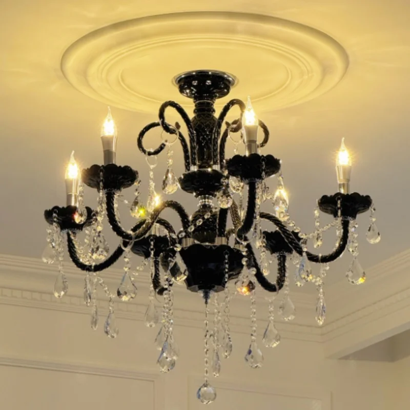 

Coffee shop Restaurant deco Black Glass crystal Chandeliers Led hanging light 110-240V kitchen dining room led chandelier lamp