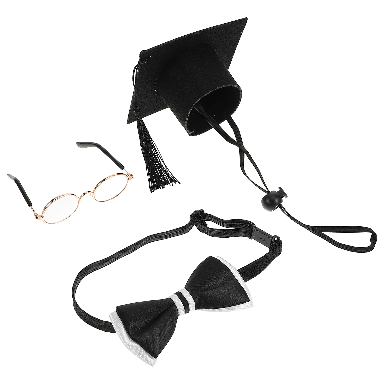 

1 set Graduation Decoration Set 23 Inches White Goose Pet Cap Tassel Clothes Unique Design Festive Atmosphere Versatile Use